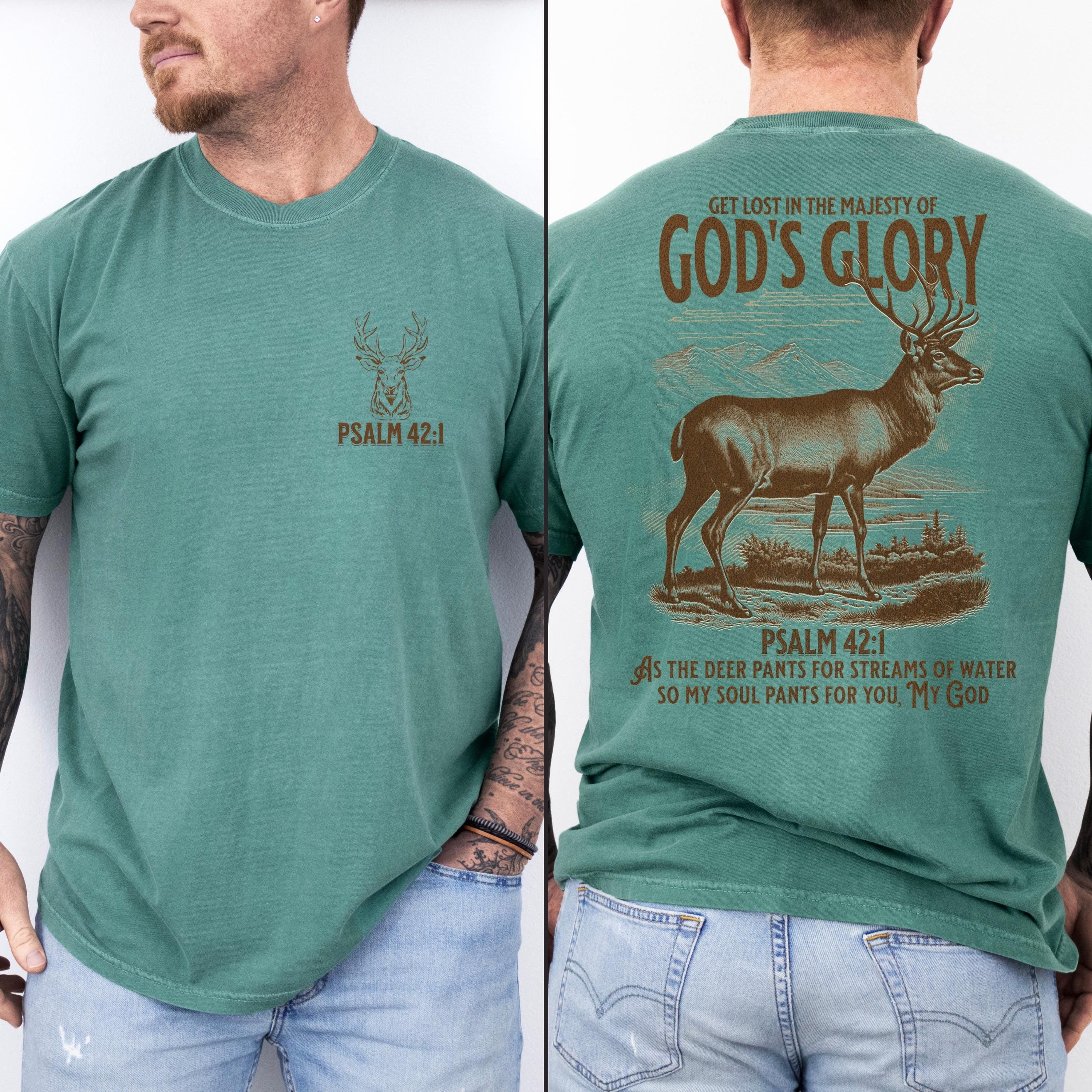 Mens Christian Shirts Bible Verse Shirt Comfort Colors® Hunting Gifts Religious Gifts for Men Father's Day Gift Jesus Shirt Baptism Gift